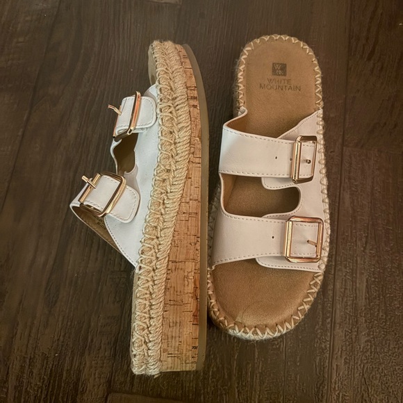 White Mountain Women's Cream Buckle Sandals - Picture 2 of 3